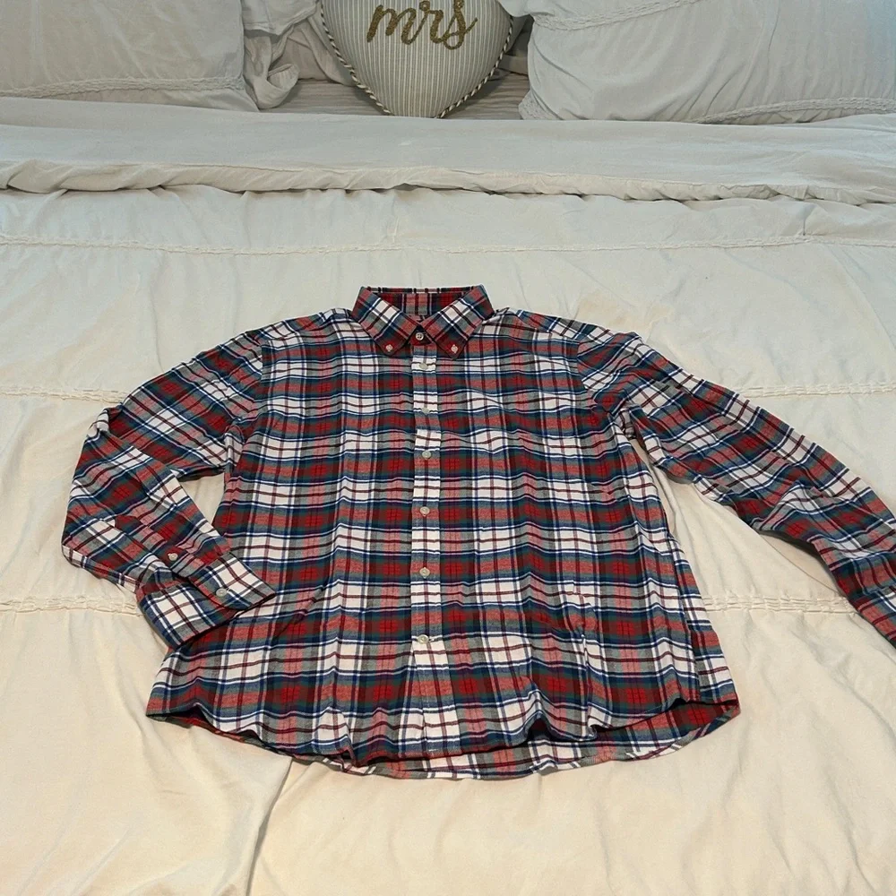 Men's Red and Blue Plaid Shirt - Picture 2 of 2